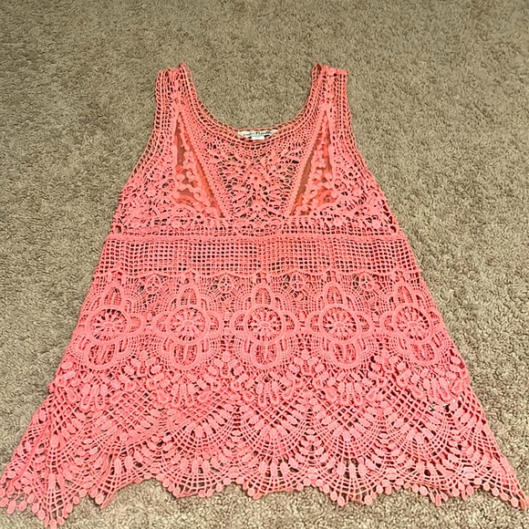 Beautiful pink lace top. Like new only worn once. - Picture 1 of 3
